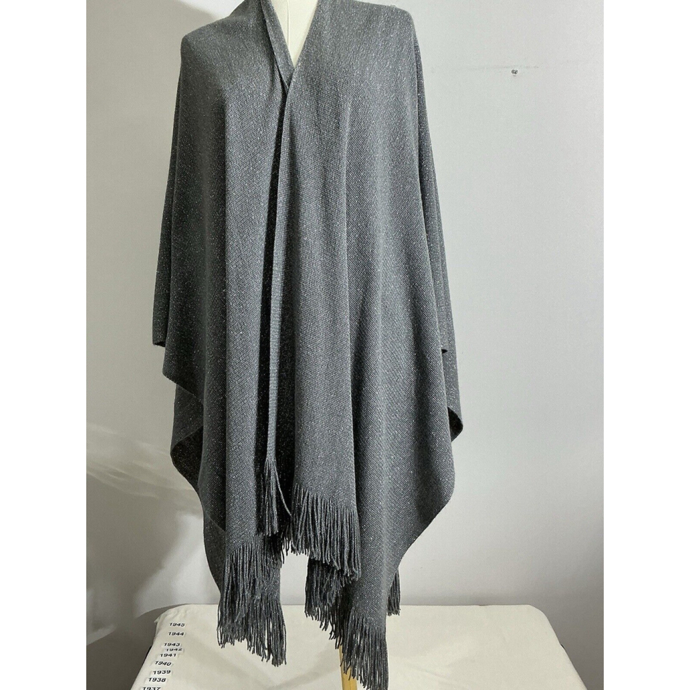 Gray Fringe-Trim Wrap Shawl - Women